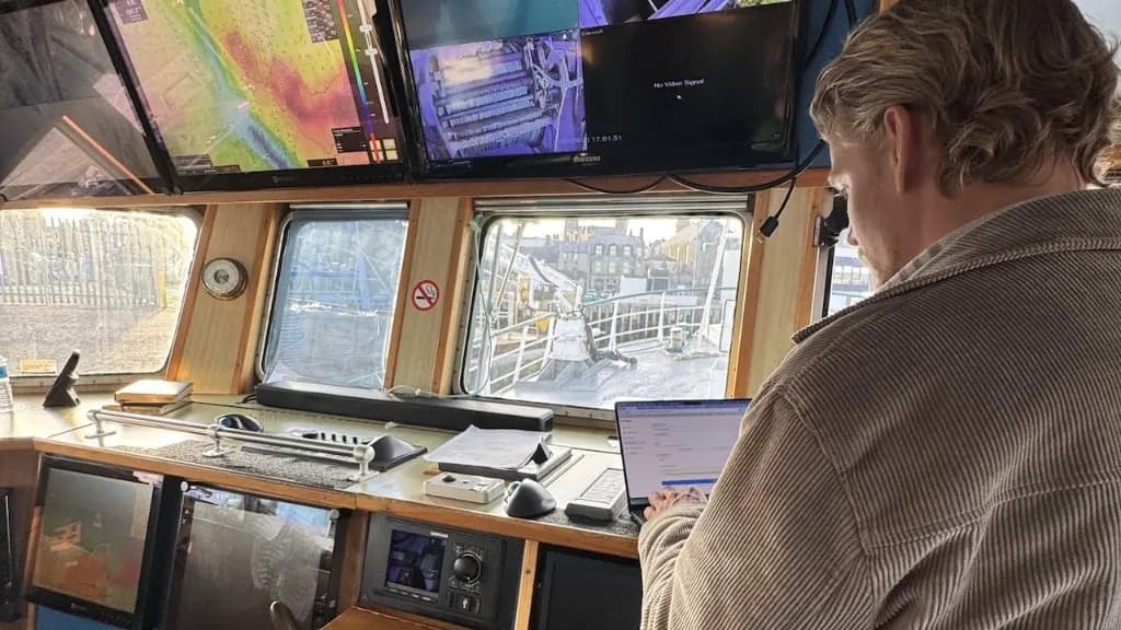 Jonas from Catchwise onboard a British fishing vessel