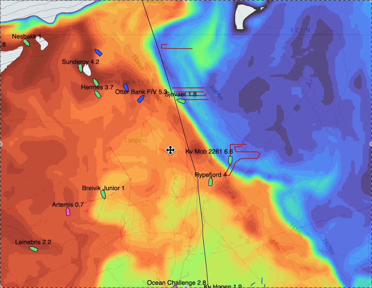 Estimated seabed temperatures