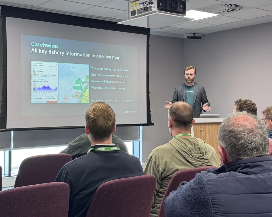 Ludvig Løddesøl presenting Catchwise at the Scottish Skipper Expo 2026